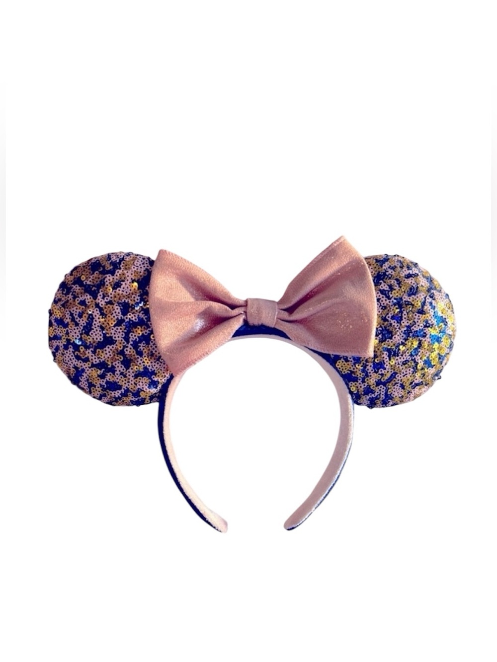 Disneyland Resort Metallic Pink Bow Sequin Ears Minnie Disney Headband OS